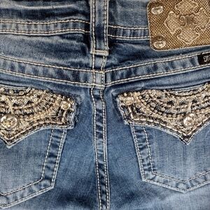 Miss Me Blue Skinny Jeans with Silver Accents